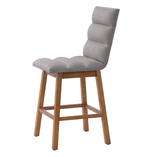 CorLiving DBT-304-B Boston Counter Height Channel Tufted Fabric Barstool, Light Grey, Set of 2