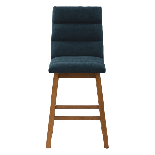 CorLiving DBT-303-B Boston Counter Height Channel Tufted Fabric Barstool, Navy Blue, Set of 2