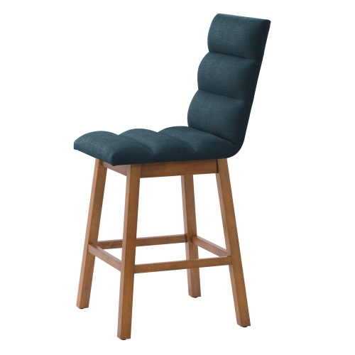 CorLiving DBT-303-B Boston Counter Height Channel Tufted Fabric Barstool, Navy Blue, Set of 2