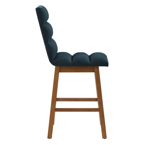 CorLiving DBT-303-B Boston Counter Height Channel Tufted Fabric Barstool, Navy Blue, Set of 2