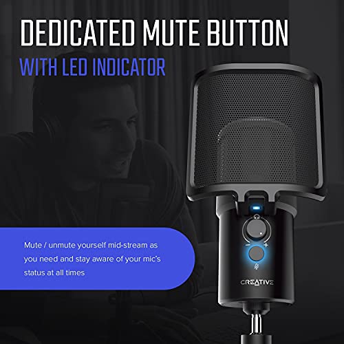 Creative USB Microphone with Dual Polar Pattern and Real-time Mic-monitoring