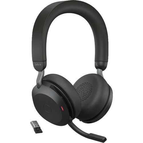 Jabra Evolve2 75 On-Ear Noise Cancelling Sound Isolating Wireless Bluetooth 5.2 Headsets with Mic - USB-A-Microsoft Teams