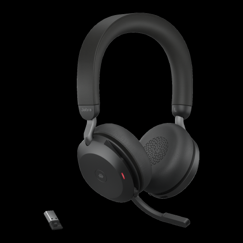 Jabra Evolve2 75 On-Ear Noise Cancelling Sound Isolating Wireless Bluetooth 5.2 Headsets with Mic - USB-A-Microsoft Teams