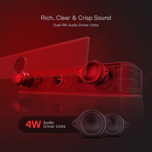 Redragon GS560 Adiemus RGB Desktop Soundbar, 2.0 Channel Computer Speaker with Dynamic Lighting Bar Audio-Light Sync/Display, Touch-Control Backlit