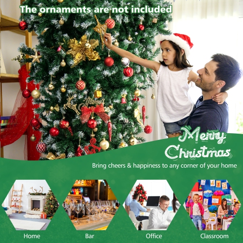 Costway 7.5FT Pre-Lit Snowy Upside Down Christmas Tree 1100 Tips w/ 400 Lights & 8 Modes