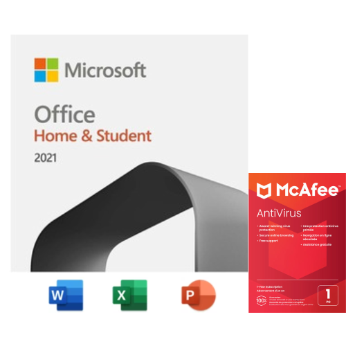 Microsoft Office Home & Student 2021 & McAfee AntiVirus Plus Combo | 1 User - For PC | Digital Download