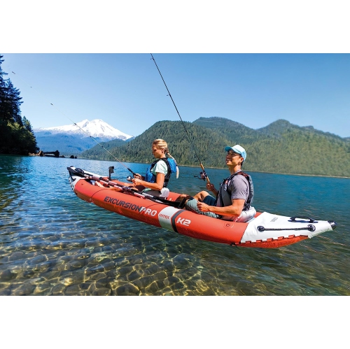 Intex Excursion Pro Inflatable Fishing Kayak Set with Aluminum Oars