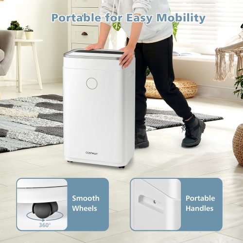 Costway 60-Pint Dehumidifier for Home & Basements 4000 Sq. Ft w/ 3-Color Digital Display