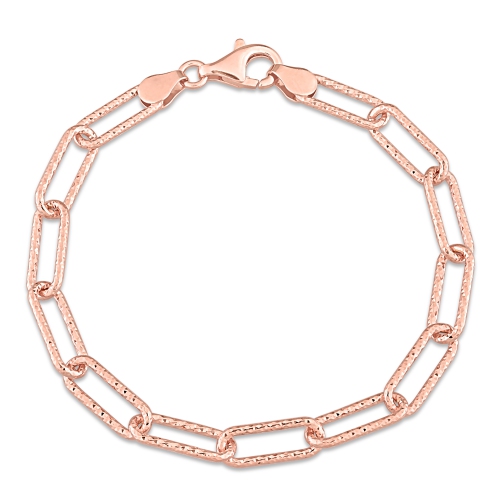 AMOUR  Fancy Cut Oval Link Bracelet Silver In Pink