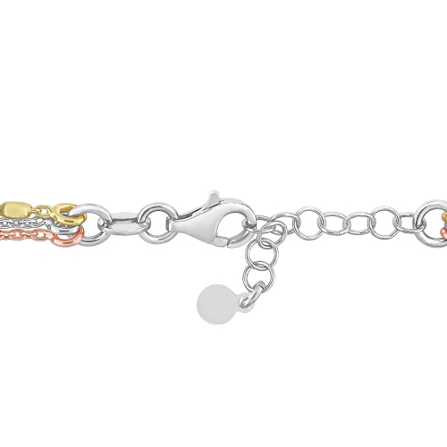 Amour Multi-Strand Bracelet 3-Tone Silver