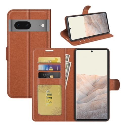 [CS] Google Pixel 7 2022 Case, Magnetic Leather Folio Wallet Flip Case Cover with Card Slot, Brown