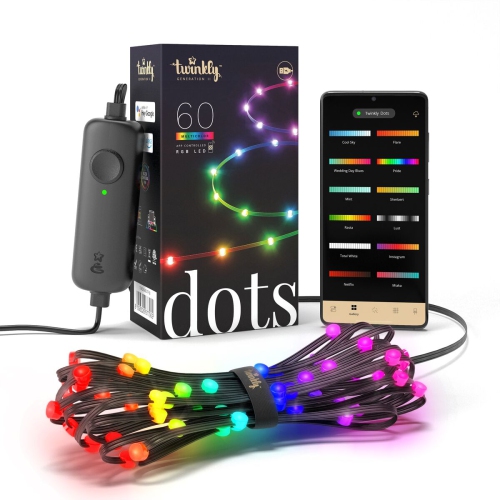 Twinkly Dots – 60 RGB Flexible LED Light String, 10 ft, 16 Million Colors – Generation II