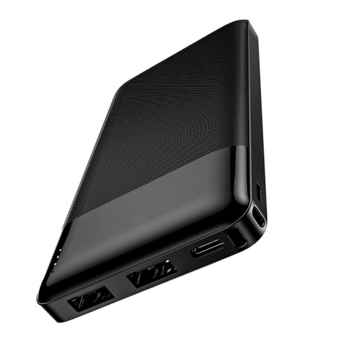 10000mAh Micro USB USB-C Chargeur de Batterie Externe Portable Power Bank pour iPhone Samsung iPad Tablettes, Noir