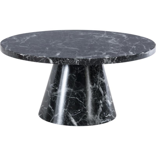 MERIDIAN FURNITURE  Omni Black Faux Marble 36" Round Coffee Table