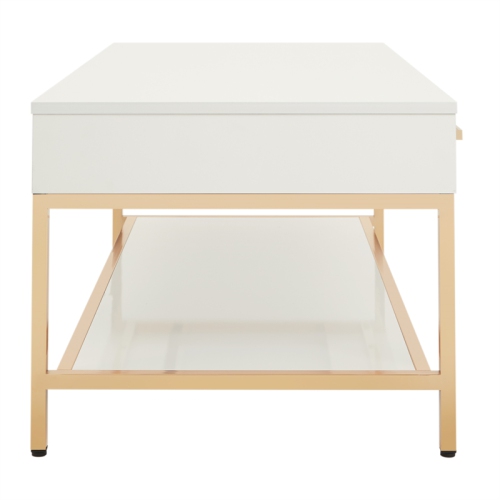 Alios Cocktail Table with White Gloss Finish and Gold Chrome Plated Base
