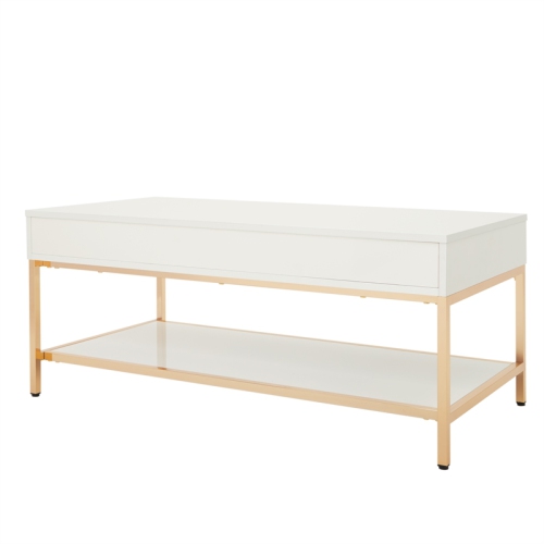 Alios Cocktail Table with White Gloss Finish and Gold Chrome Plated Base