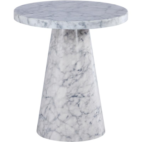 MERIDIAN FURNITURE  Omni White Faux Marble 20" Round End Table