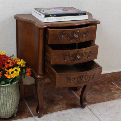 Bowery Hill 3 Drawer End Table in Walnut Stain