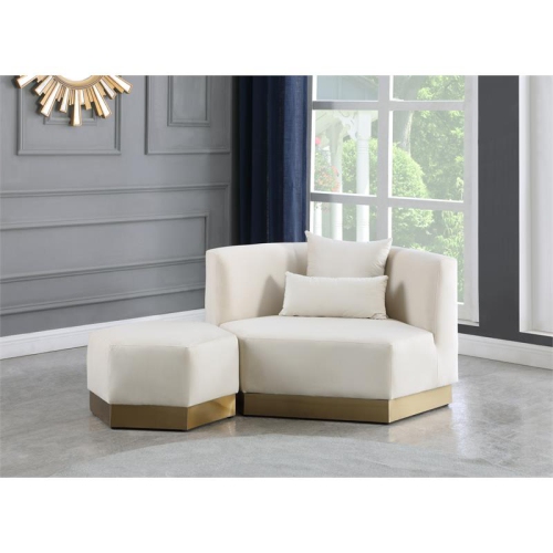 Meridian Furniture Marquis Cream Velvet Ottoman