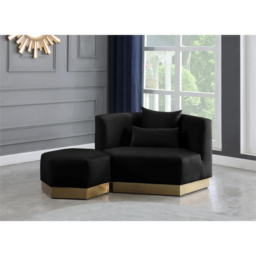 Pouf en velours noir Marquis de Meridian Furniture