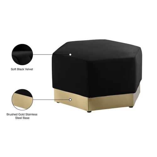 Pouf en velours noir Marquis de Meridian Furniture