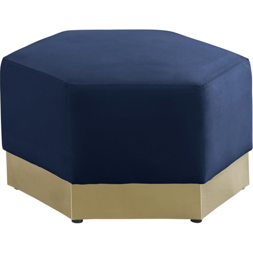 MERIDIAN FURNITURE  Marquis Velvet Ottoman In Navy