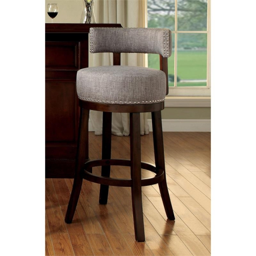 Tabouret de bar pivotant 29 po en tissu gris clair Kalin de Furniture of America