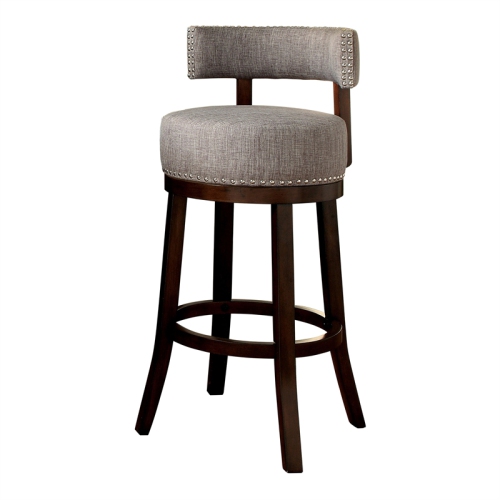 Tabouret de bar pivotant 29 po en tissu gris clair Kalin de Furniture of America