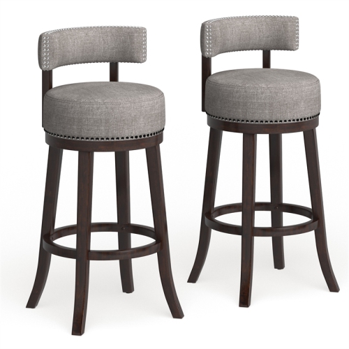 Bowery Hill Fabric 29" Swivel Bar Stool in Light Gray