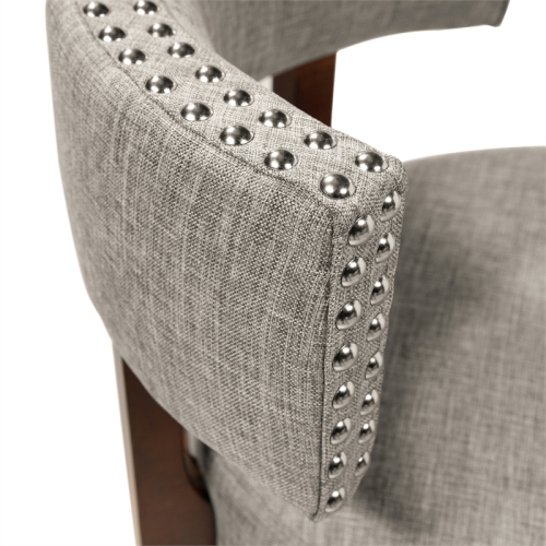 Bowery Hill Fabric 29" Swivel Bar Stool in Light Gray