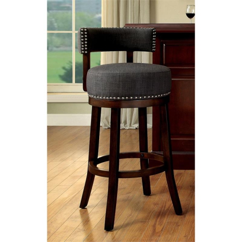 Bowery Hill Contemporary Fabric 29-inch Swivel Bar Stool in Gray