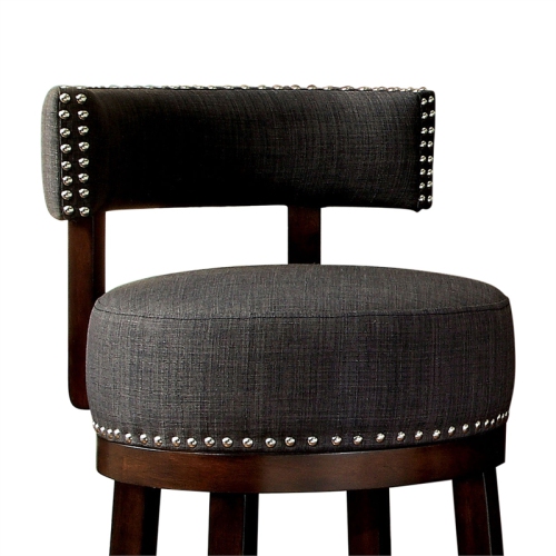 Furniture of America Kalin Fabric 29" Swivel Bar Stool in Gray