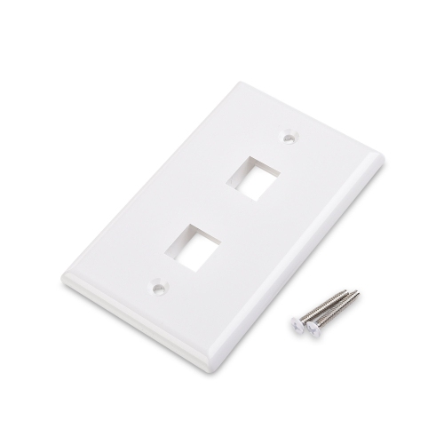 2-Port RJ45 Keystone Jack Low Profile Wall Plate in Totality White - 1pc