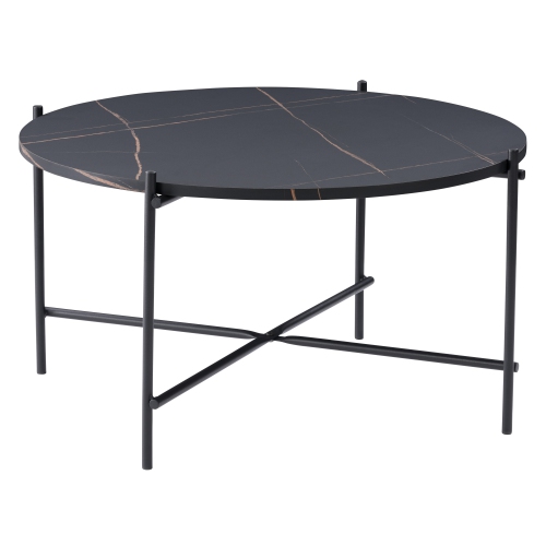 CorLiving Adria Modern Round Coffee Table, Coffee Table for Living Room, Black