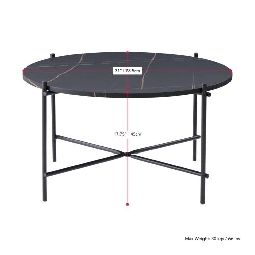 CorLiving Adria Modern Round Coffee Table, Coffee Table for Living Room, Black