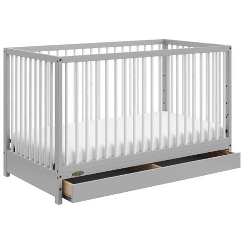 Graco Teddi 5-in-1 Convertible Crib with Drawer - Pebble Grey/White
