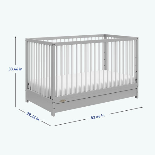 Graco Teddi 5-in-1 Convertible Crib with Drawer - Pebble Grey/White