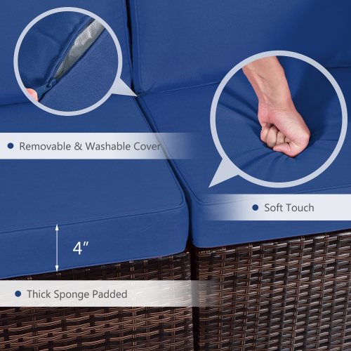 Coussin de housse de table à foyer en rotin de Costway, 7 pièces