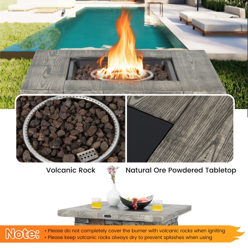Costway 6 PCS Patio Wicker Furniture Set 34.5" Fire Pit Table W/Cover