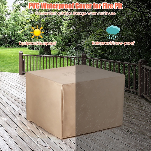 Costway 7PCS Patio Rattan Furniture Set 30" Fire Pit Table Cover Cushion Sofa