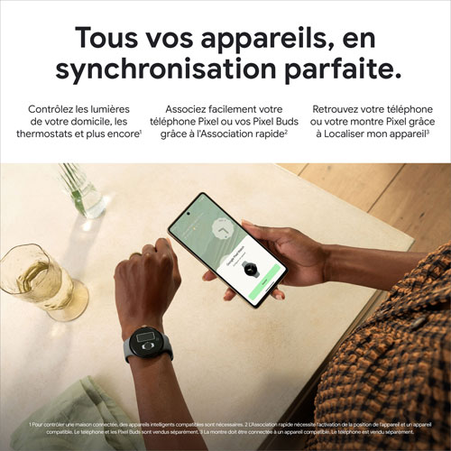 TELUS Google Pixel Watch 40mm Silver Stainless Steel Case w/ Charcoal Active Band - Monthly Financing