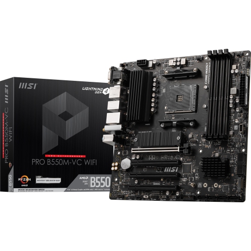 MSI PRO B550M-VC WIFI, AMD MATX AM4, WiFi6 Supports 3rd Gen AMD Ryzen Desktop CPU for Socket AM4, 4 Dimms DDR4, PCIE 4.0, M.2 x 2, USB 3.2 Ports, JRG