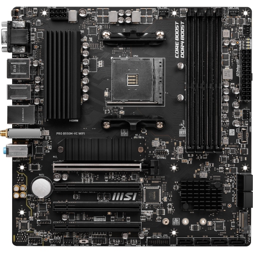 MSI PRO B550M-VC WIFI, AMD MATX AM4, WiFi6 Supports 3rd Gen AMD Ryzen Desktop CPU for Socket AM4, 4 Dimms DDR4, PCIE 4.0, M.2 x 2, USB 3.2 Ports,