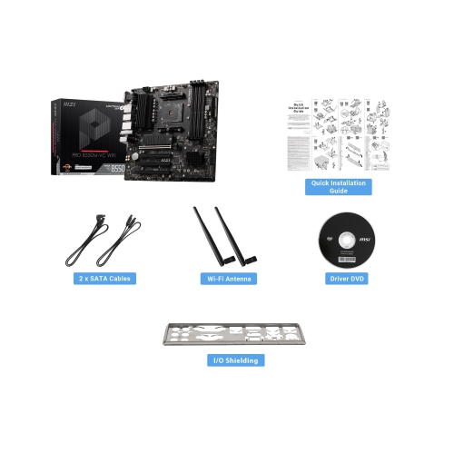 MSI PRO B550M-VC WIFI, AMD MATX AM4, WiFi6 Supports 3rd Gen AMD Ryzen Desktop CPU for Socket AM4, 4 Dimms DDR4, PCIE 4.0, M.2 x 2, USB 3.2 Ports,