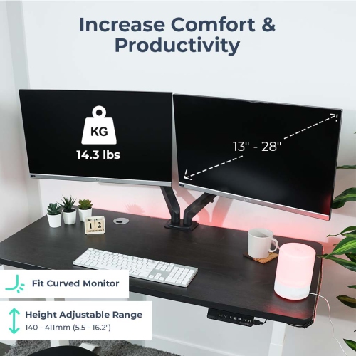 Support à bras double métal pour moniteur d'ordinateur MotionGrey installation à dégagement rapide avec pince VESA pour écran de 28 po au plus -