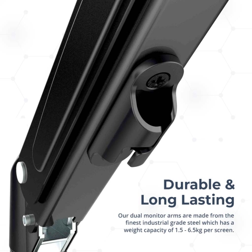 Support à bras double métal pour moniteur d'ordinateur MotionGrey installation à dégagement rapide avec pince VESA pour écran de 28 po au plus -