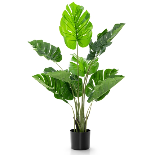 COSTWAY  4Ft Artificial Monstera Deliciosa Plant Palm Tree Indoor Outdoor