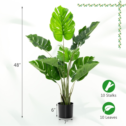Costway 4FT Artificial Monstera Deliciosa Plant Palm Tree Indoor Outdoor