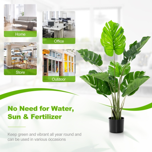 Costway 4FT Artificial Monstera Deliciosa Plant Palm Tree Indoor Outdoor
