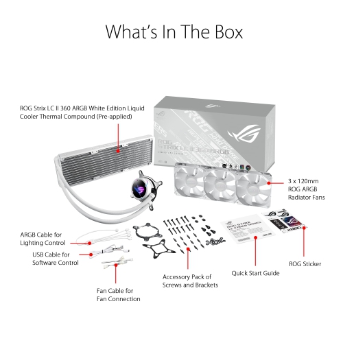 ASUS ROG Strix LC II 360 ARGB White Edition RGB Liquid CPU Cooler – 360mm Radiator